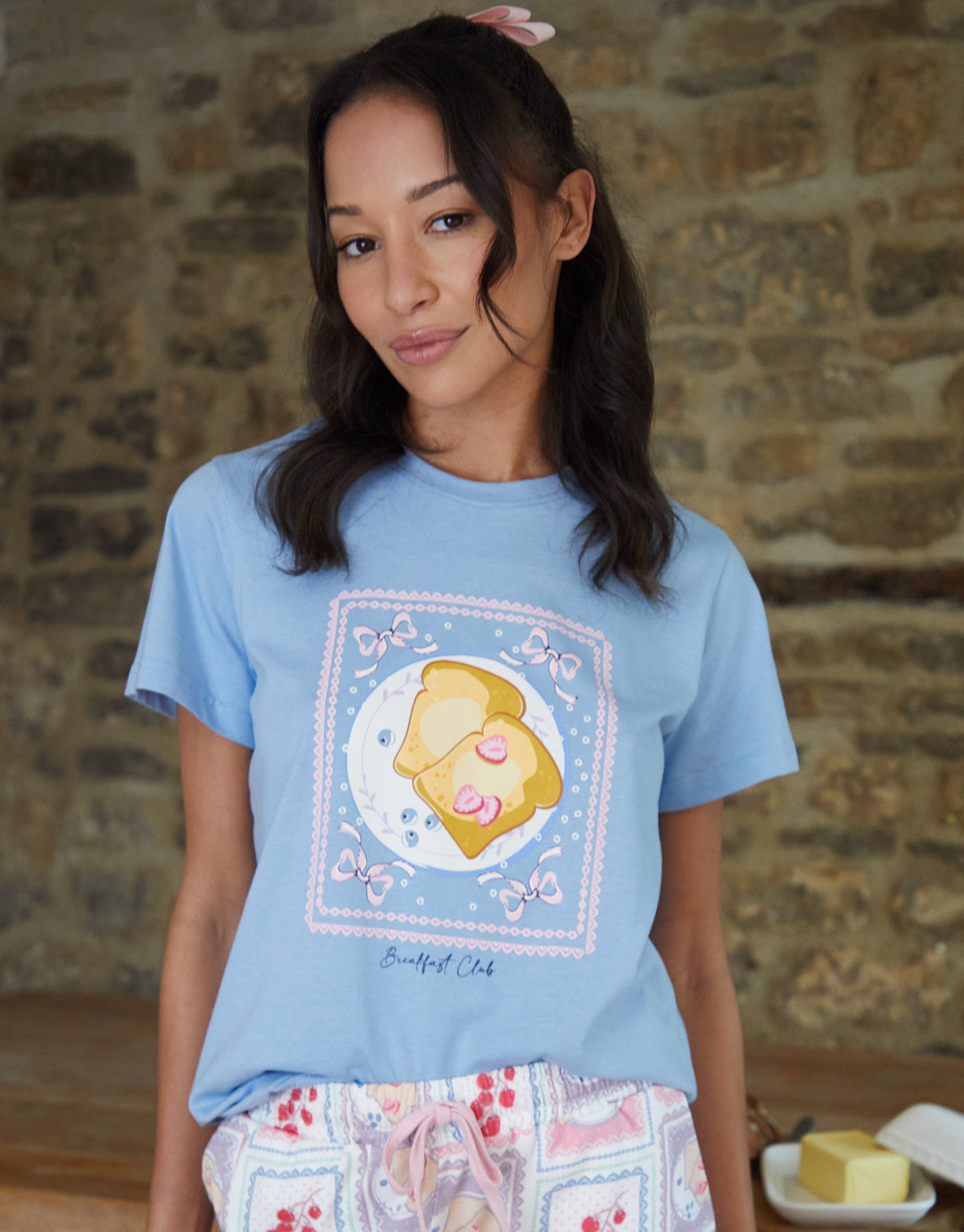 Blue Graphic Print Shortie Pyjamas (2-Piece Set)