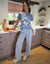 Blue Graphic Print Striped Pyjamas (2-Piece Set)