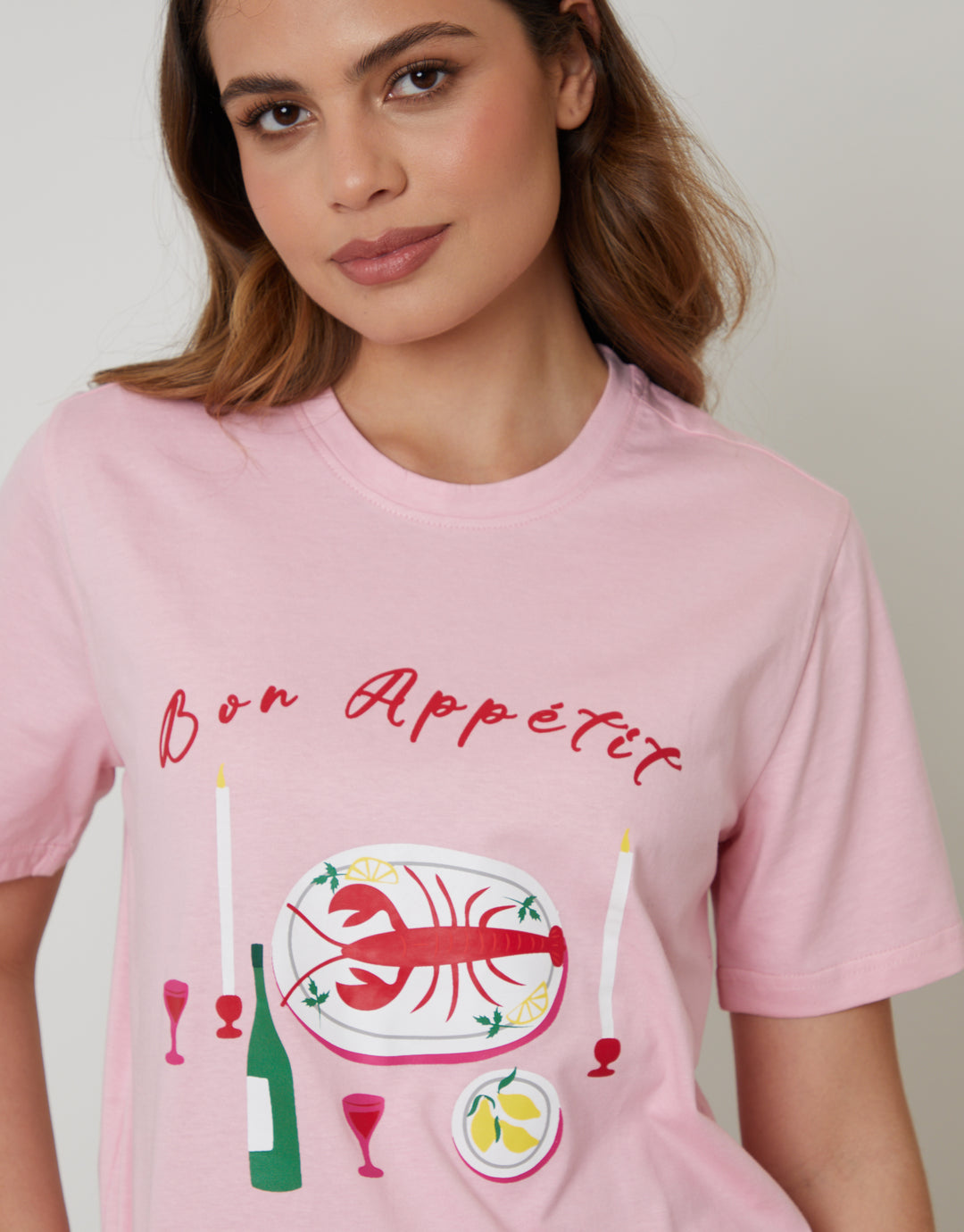 Pink Lobster Graphic Print Short Sleeve Pyjamas