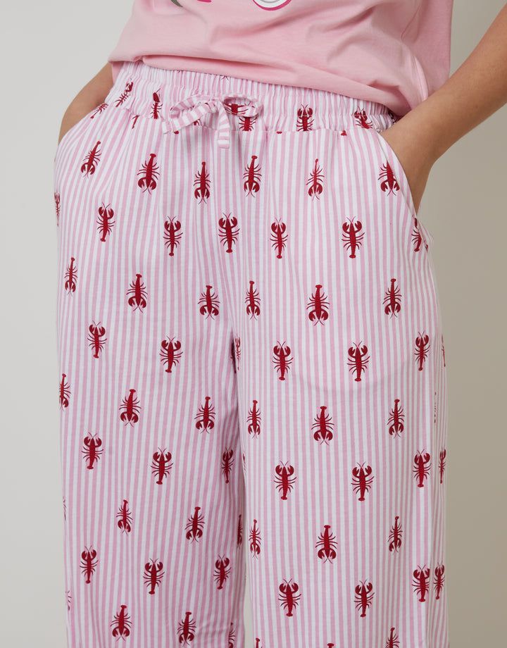 Pink Lobster Graphic Print Short Sleeve Pyjamas