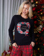 Black Christmas Wreath Long Pyjamas (2-Piece Set)