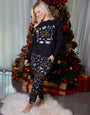 Black Christmas Print Long Pyjamas (2-Piece Set)