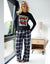 Black Christmas Slogan Graphic Long Pyjamas (2-Piece Set)