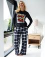 Black Christmas Slogan Graphic Long Pyjamas (2-Piece Set)