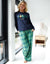 Navy Christmas Tree Graphic Print Long Pyjamas (2-Piece Set)