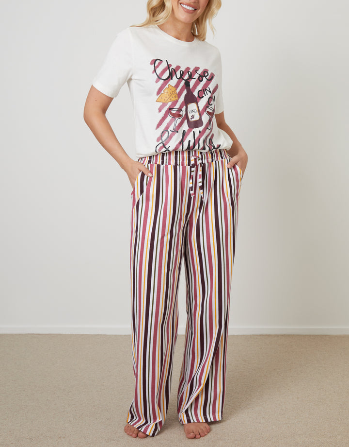 Cream Cheese & Wine Red Graphic Print Pyjamas (2-Piece Set)