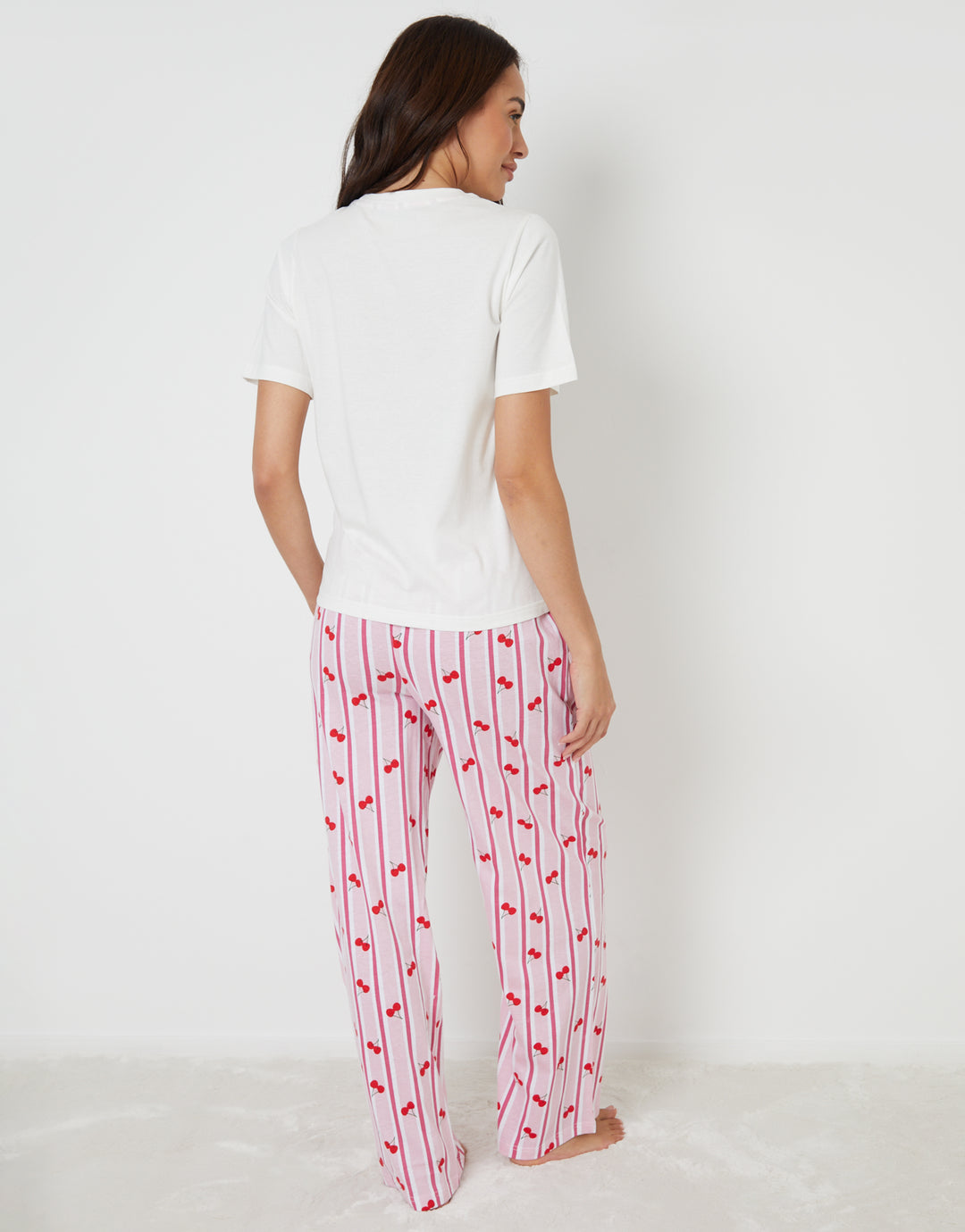 Pink Gateau Print Striped Pyjamas (2-Piece Set)