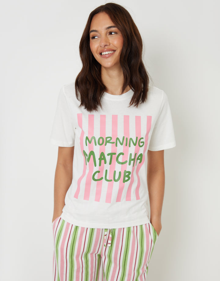 White Graphic Print Short Sleeve Pyjamas (2-Piece Set)