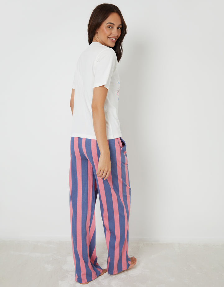 White Graphic Print Short Sleeve Pyjamas (2-Piece Set)