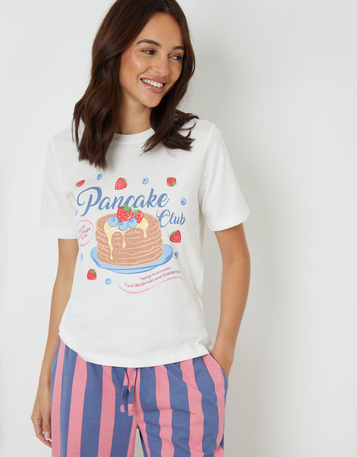 White Graphic Print Short Sleeve Pyjamas (2-Piece Set)