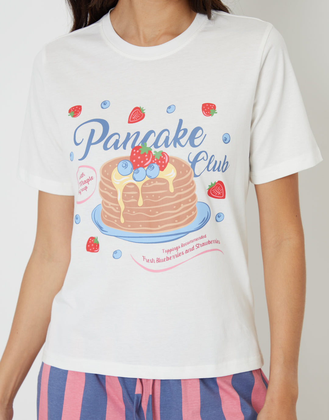 White Graphic Print Short Sleeve Pyjamas (2-Piece Set)