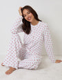 White Cherry Print Lettuce Hem Pyjamas (2-Piece Set)