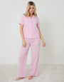 Pink Check Short Sleeve Button Up Pyjama Set