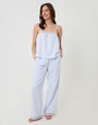Threadbare A-Line Cami Seersucker Pyjama Set in Blue Stripe - full body