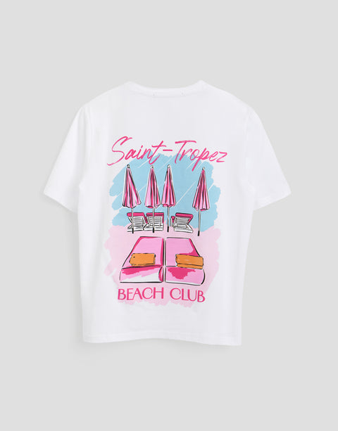 Threadbare Seersucker Saint Tropez Graphic Print Pyjama Set in Pink Stripe - flat lay back