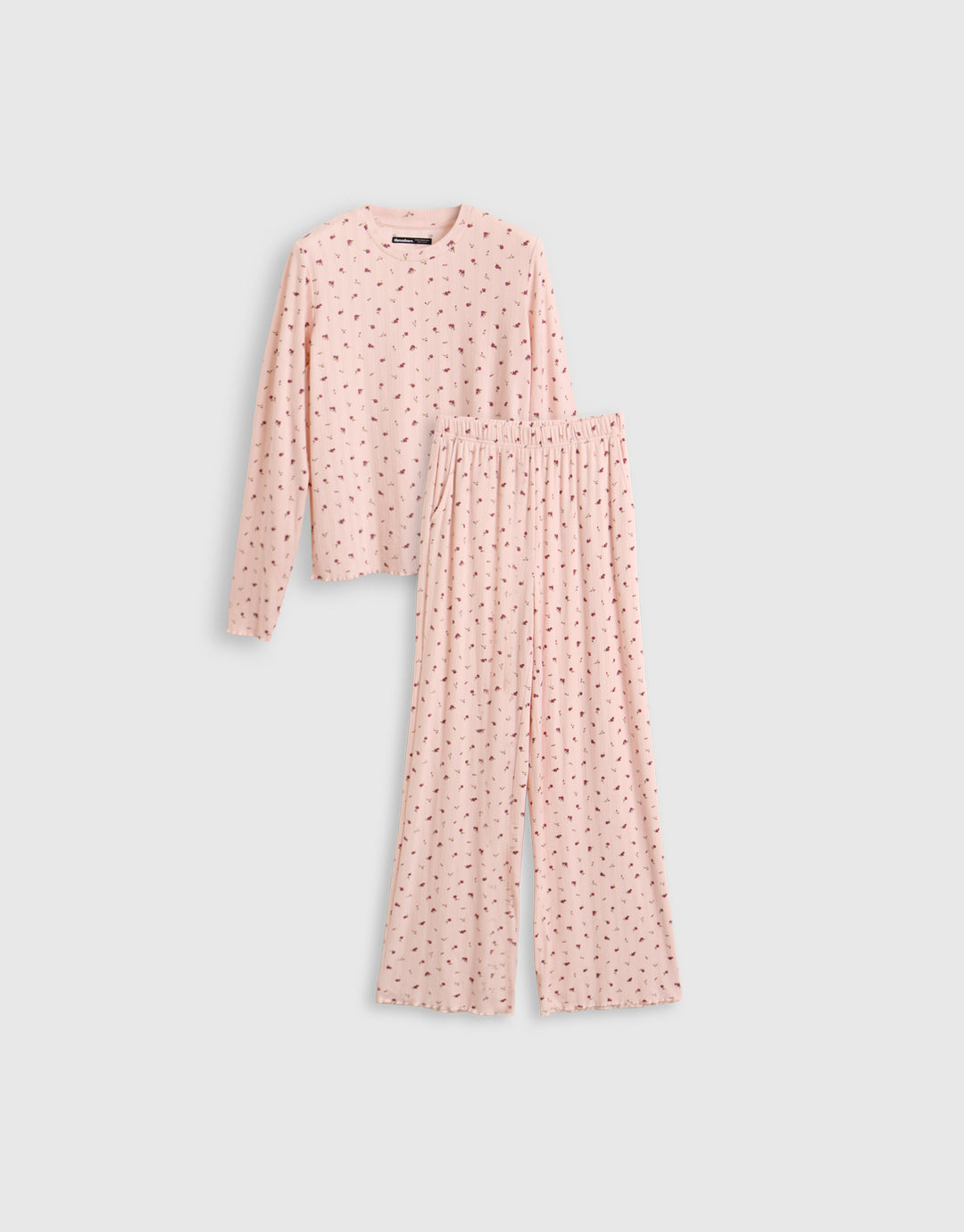 Long Sleeve and Trousers Pyjama Set in Dusky Pink Floral Print