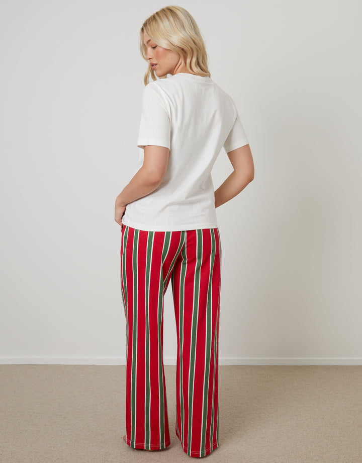Cream Mistletoe Graphic Print Pyjamas (2-Piece Set)