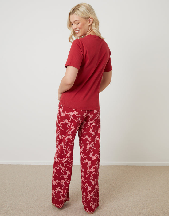 Red Bow Graphic Print Pyjamas (2-Piece Set)