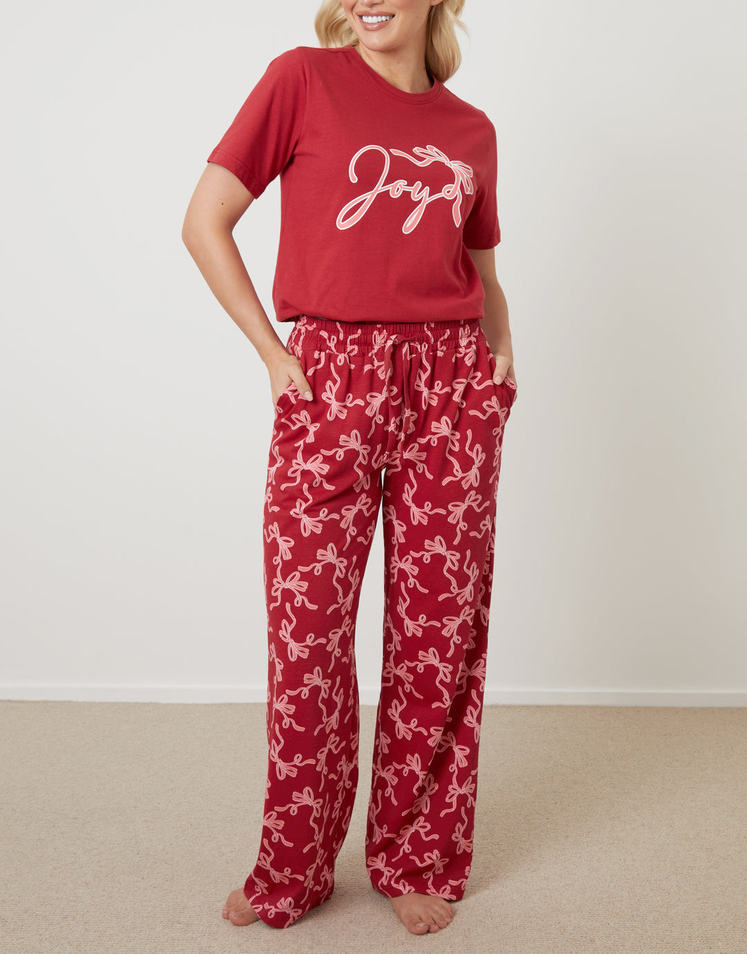 Red Bow Graphic Print Pyjamas (2-Piece Set)