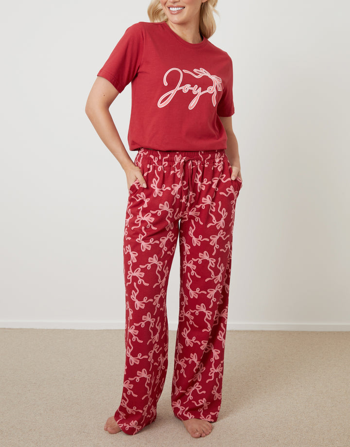 Red Bow Graphic Print Pyjamas (2-Piece Set)