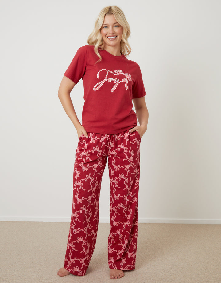 Red Bow Graphic Print Pyjamas (2-Piece Set)