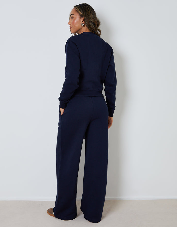 Navy Sweat Bomber Cardigan & Jogger Co-ord (2-Piece Set)