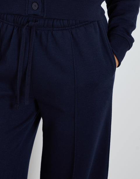 Threadbare Sweat Bomber Cardigan & Jogger Co-ord Set in Navy - waistband close up