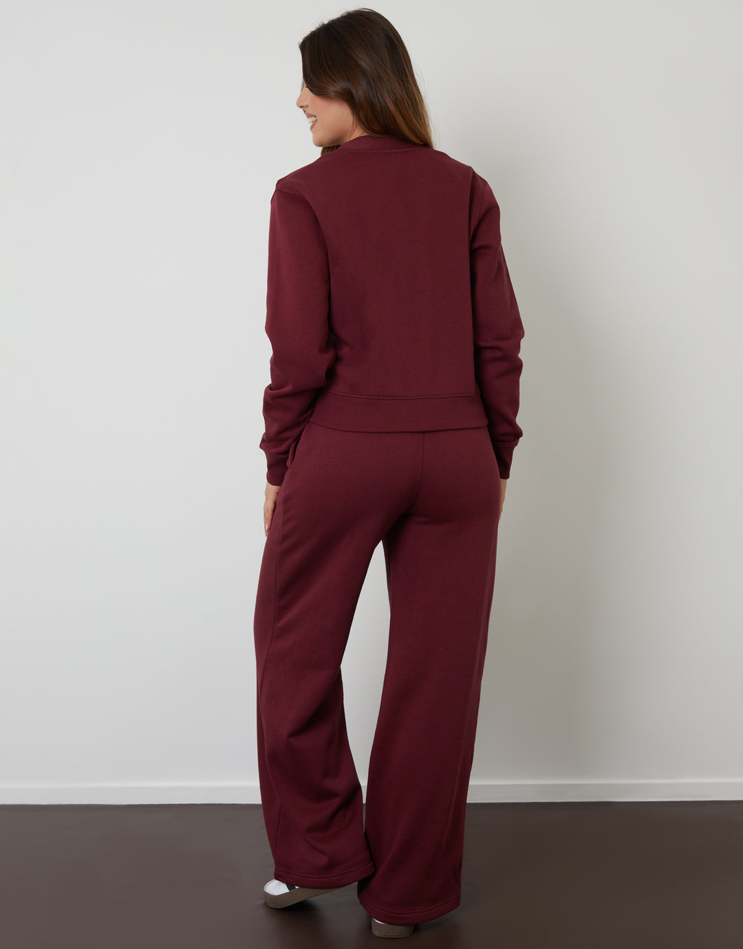 Berry Red Sweat Bomber Cardigan & Jogger Co-ord (2-Piece Set)