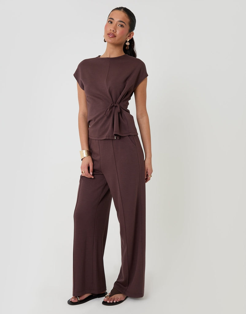 Relaxed Fit Tie Top & Wide Leg Trousers Set