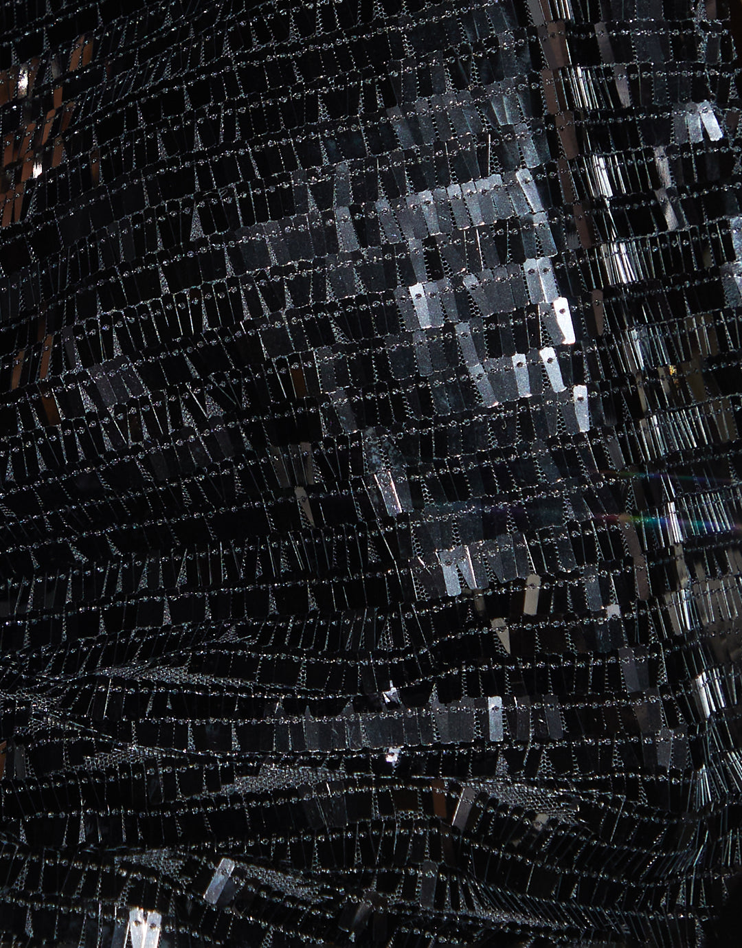 Black Fringe Sequin Round Neck Top