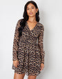 Leopard Print Flared Chiffon Mini Dress