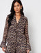 Women's Leopard Print Chiffon Tie Front Blouse