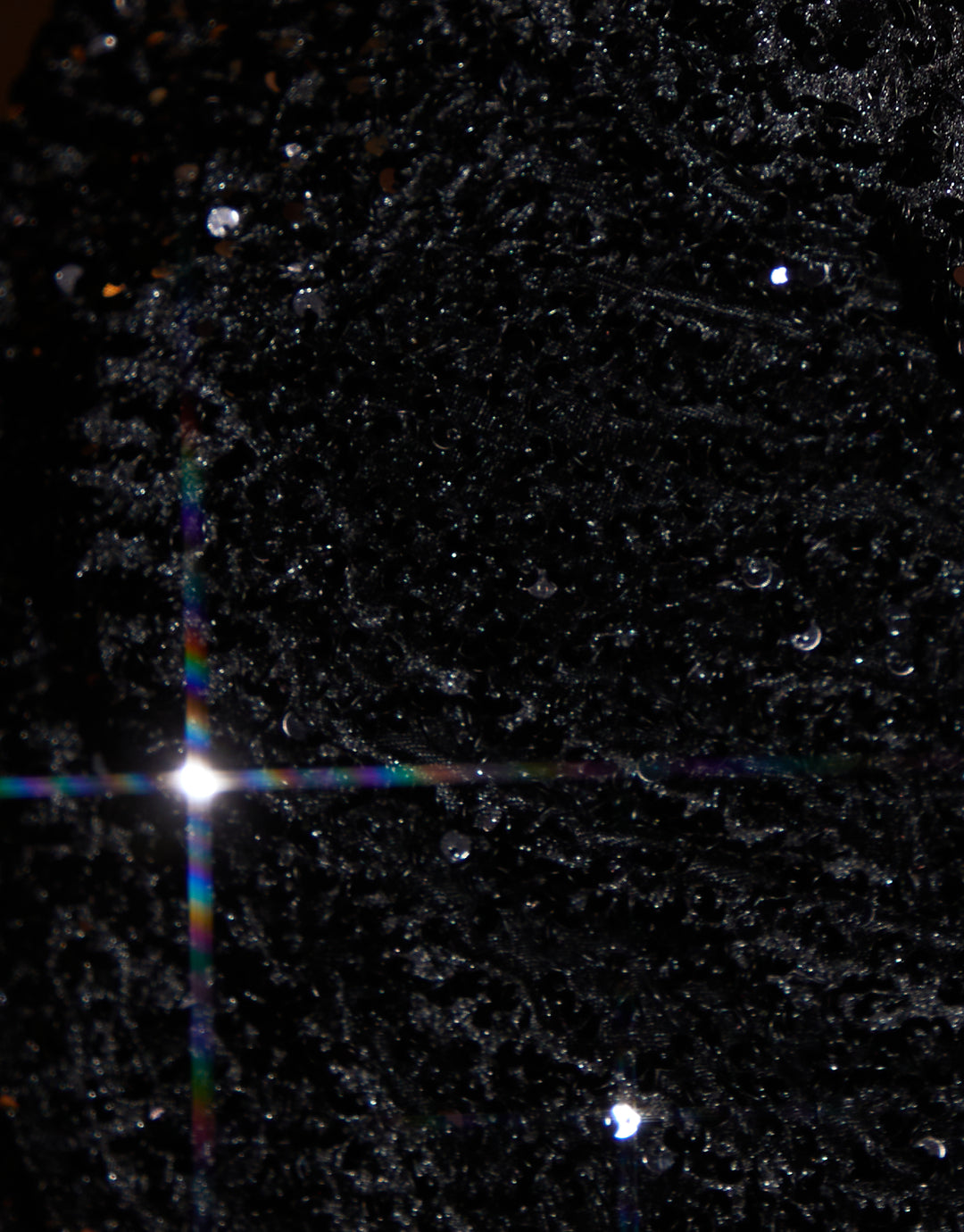 Black Sequin Velour Slash Neck Top