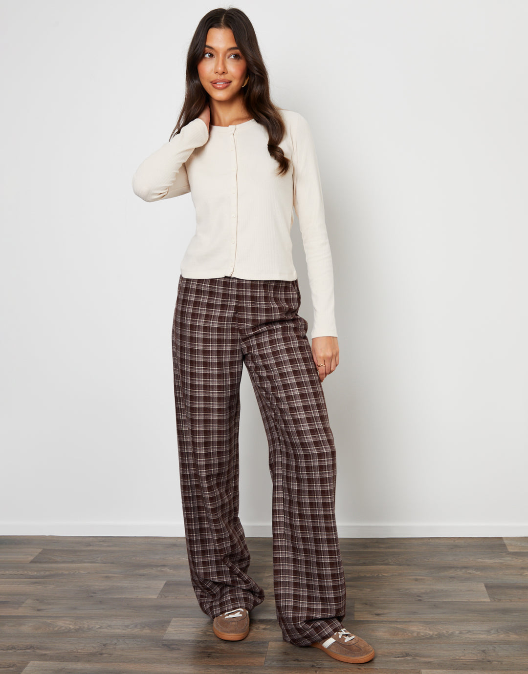 Cream Ribbed Jersey Button Up Cardigan