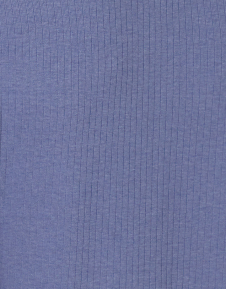 Blue Ribbed Jersey Button Up Cardigan