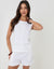 White Linen Blend Tie-Back Shell Top