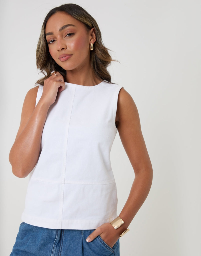 Denim Tie Back Shell Top