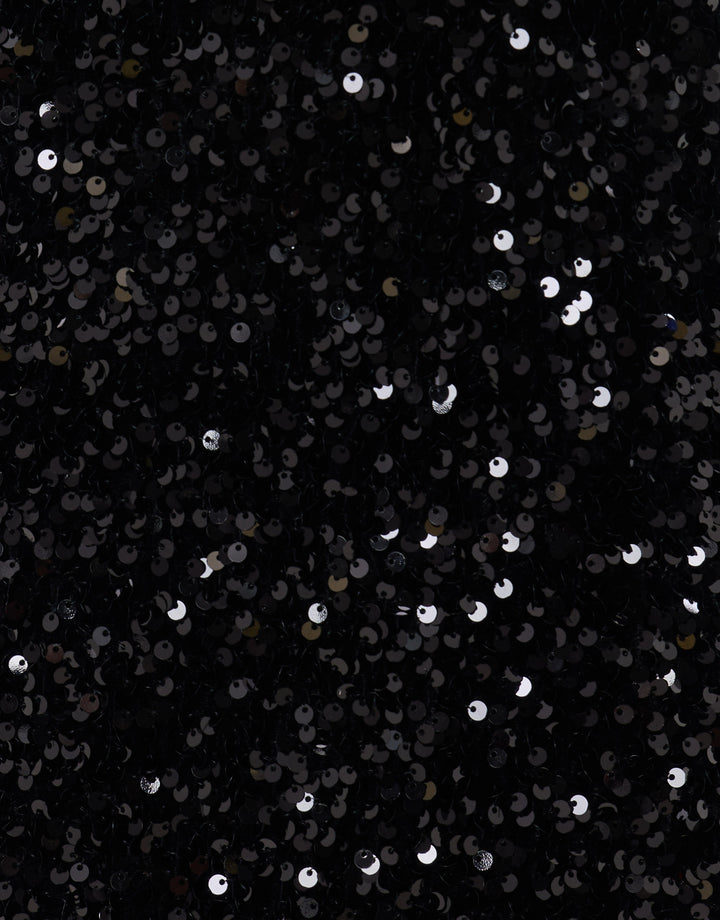 Threadbare Sequin Asymmetric Top in Black - sequin