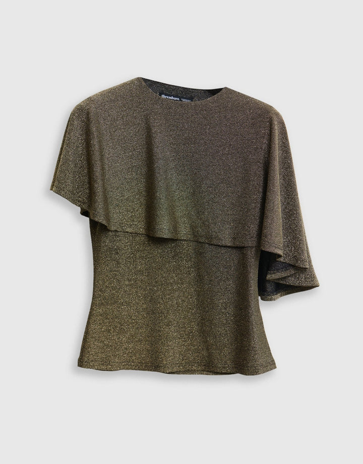 Metallic Draped Cape Top in Bronze