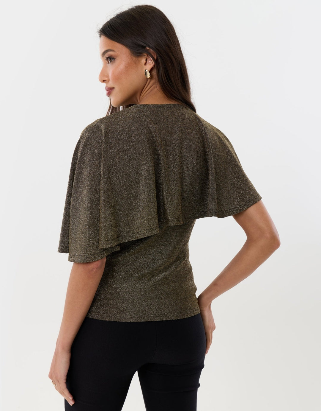 Metallic Draped Cape Top in Bronze