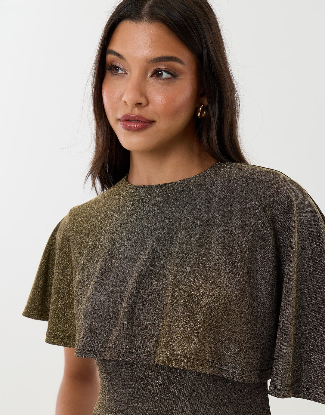 Metallic Draped Cape Top in Bronze