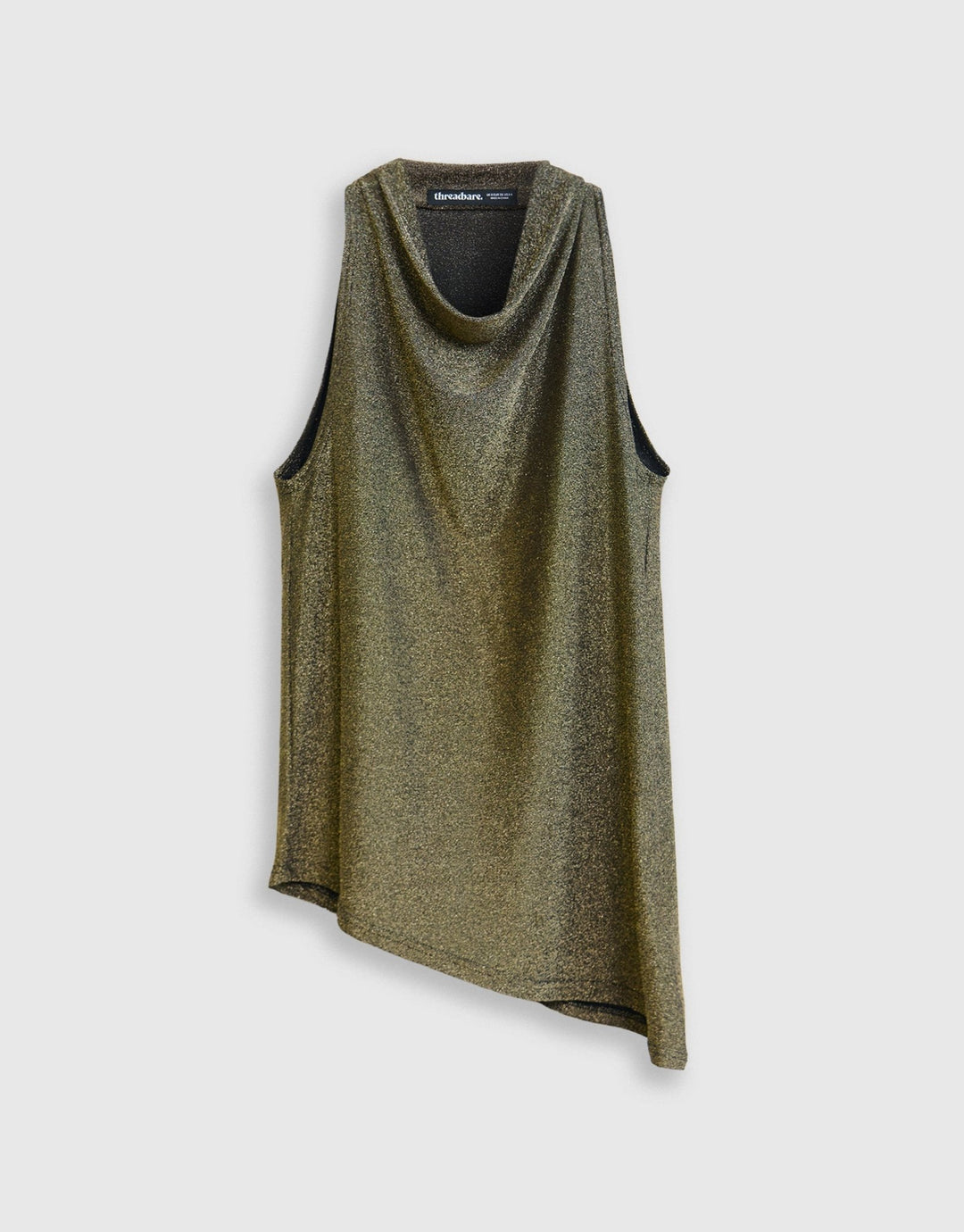 Metallic Asymmetric Cowl Neck Vest in Bronze