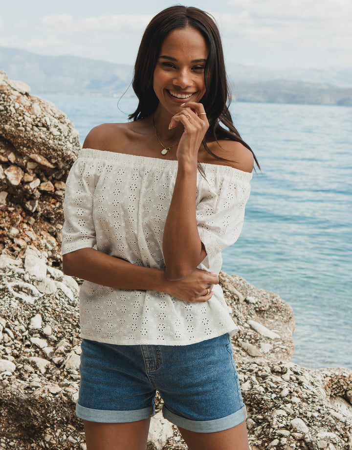 Mid Blue Wash Denim Shorts