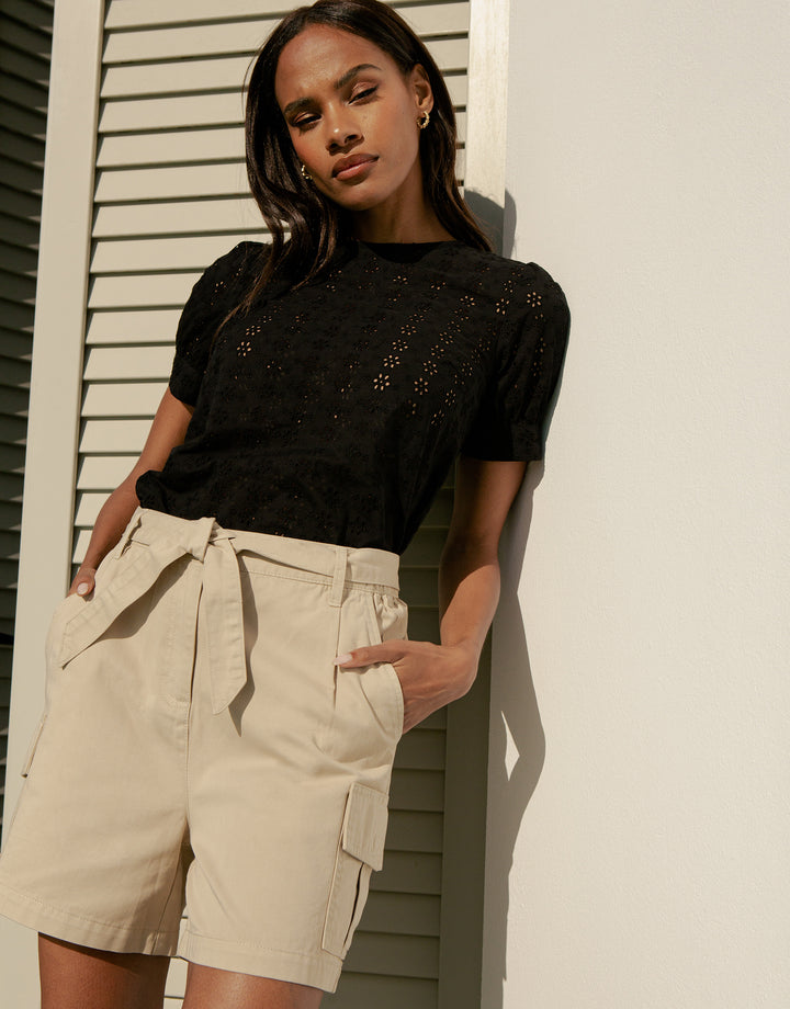 Stone Belted Cargo Shorts