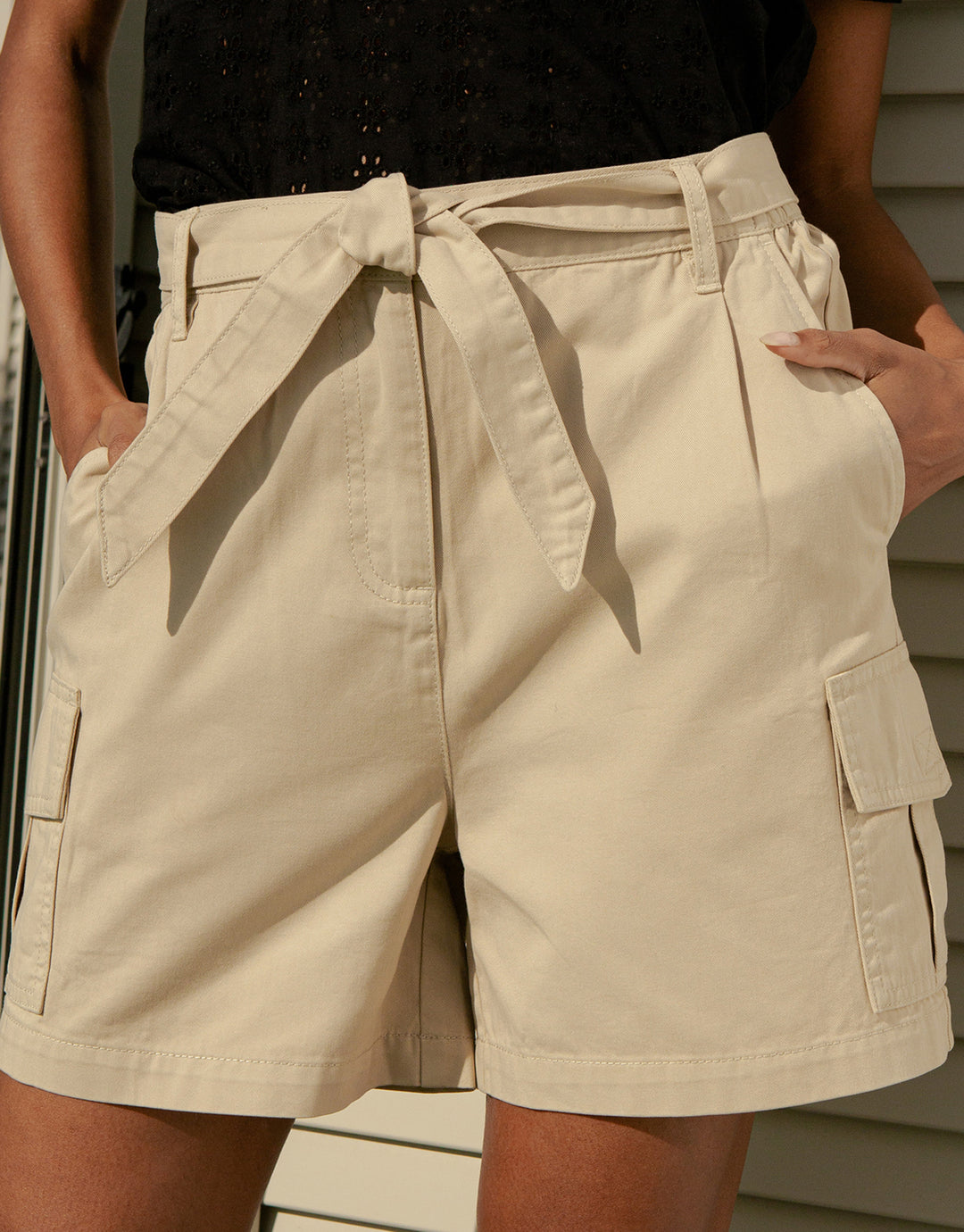 Stone Belted Cargo Shorts