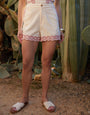 Cream Cornelli Embroidered Shorts
