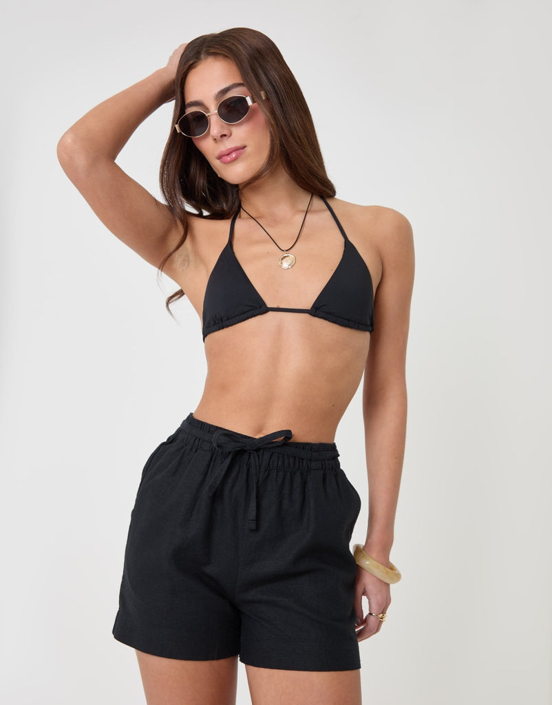 Linen Blend Tie Waist Shorts
