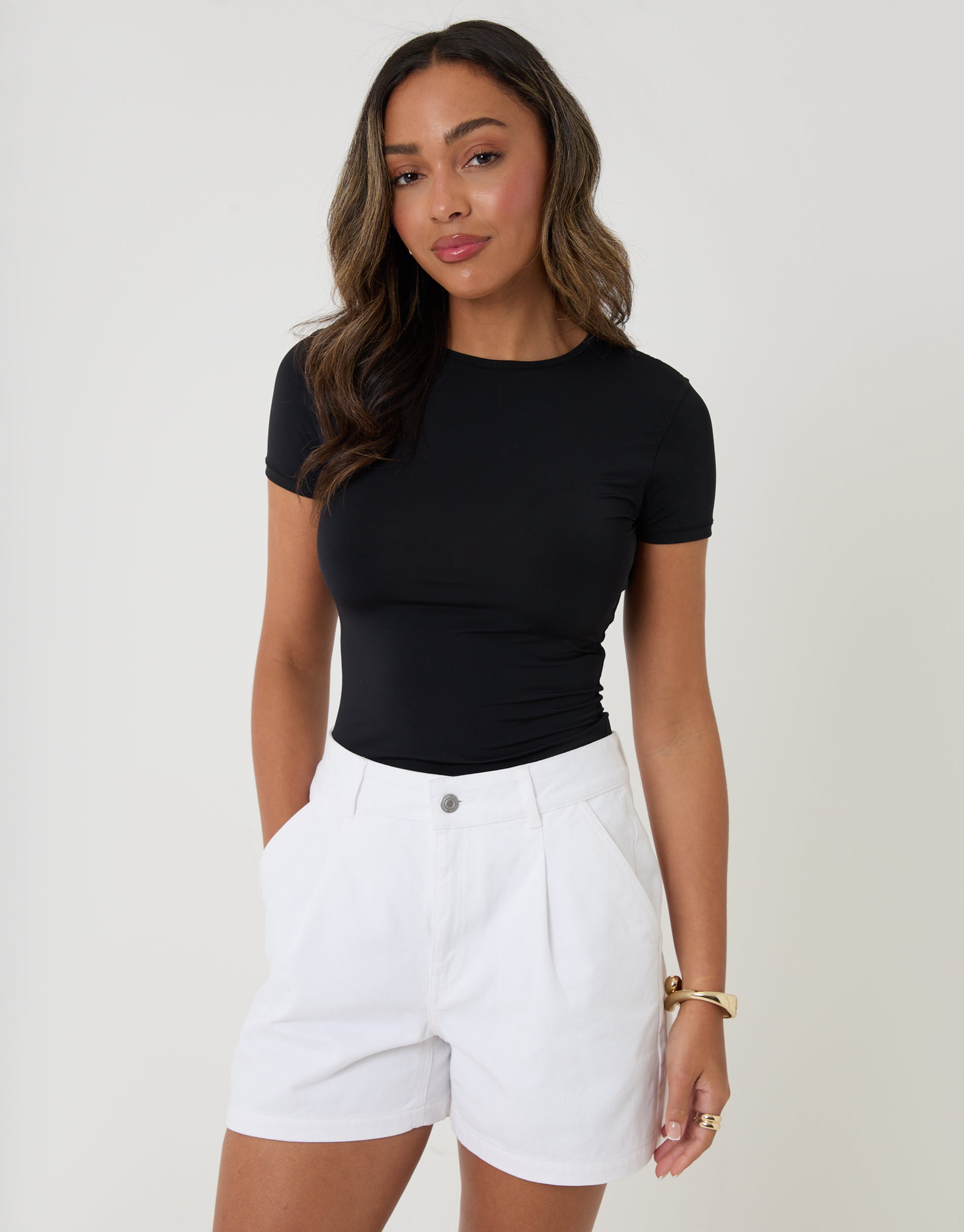 Denim Tailored Shorts in White