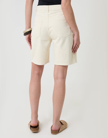 Threadbare Denim Bermuda Shorts in Ecru - back view