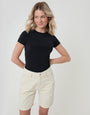 Threadbare Denim Bermuda Shorts in Ecru - front full body